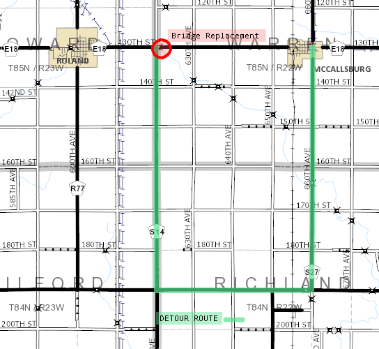 E-18 Detour Route Map