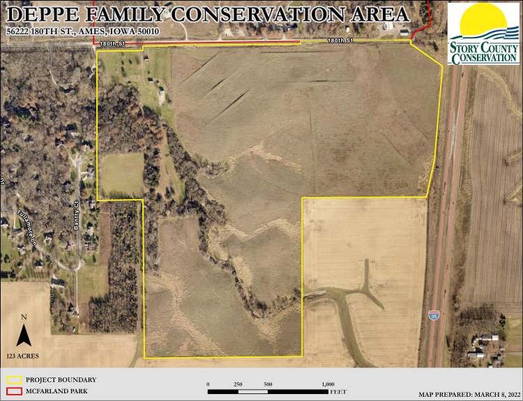 Aerial property outline of Deppe Family Conservation Area