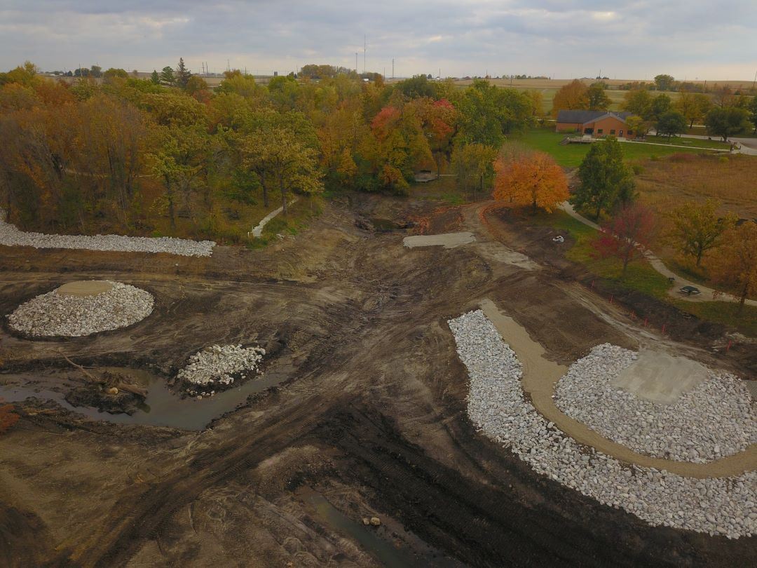 McFarland Lake Renovation almost complete - aerial photo fall 2023 by Rick Dietz