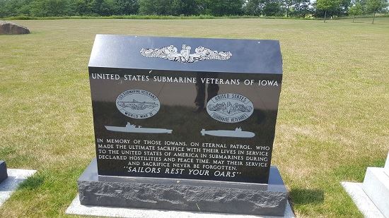 Photo of Submarine Veterans memorial from visit to Iowa Veterans Cemetery on July 12, 2017