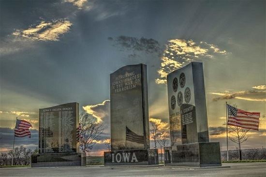 Photo of memorials at the Iowa Veterans Cemetery in 2016