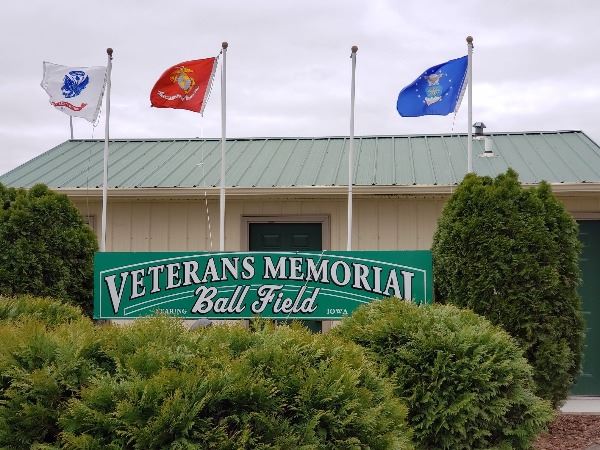 Photo of the Veterans Memorial at the ball field in Zearing
