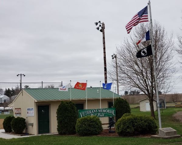 Photo of the Veterans Memorial at the ball field in Zearing