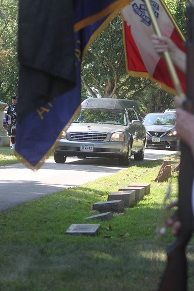Photo of funeral procession at Ralph Bennett Memorial Service