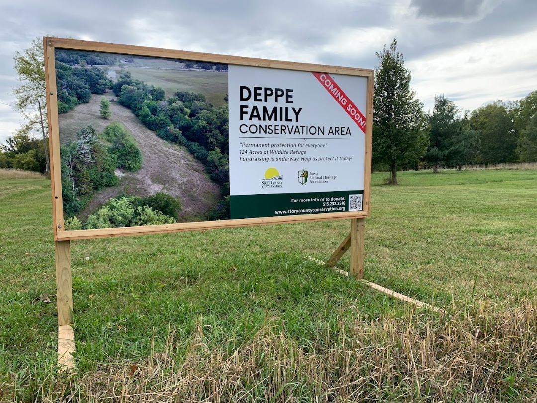 Coming Soon sign for Deppe Family Conservation Area