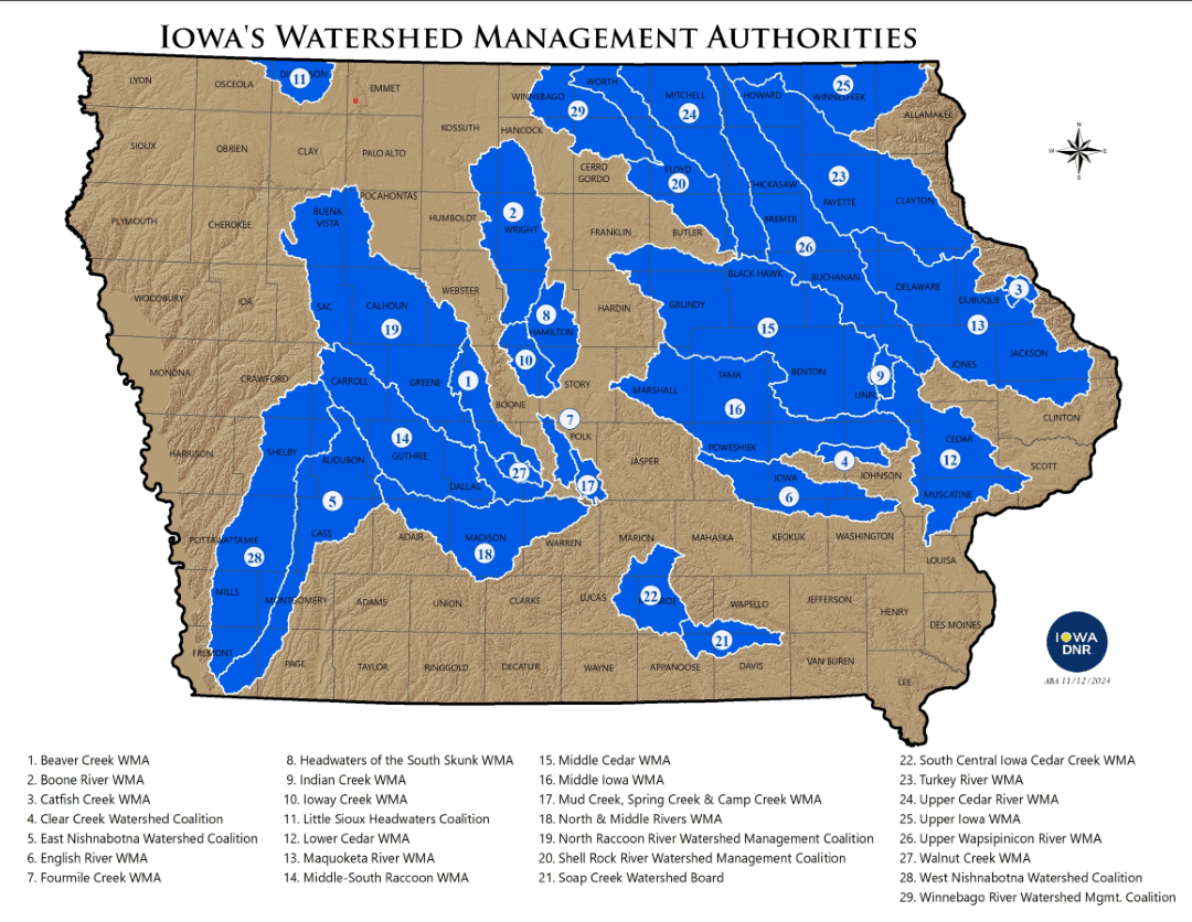 Map of Iowa Watershed Management Authorities