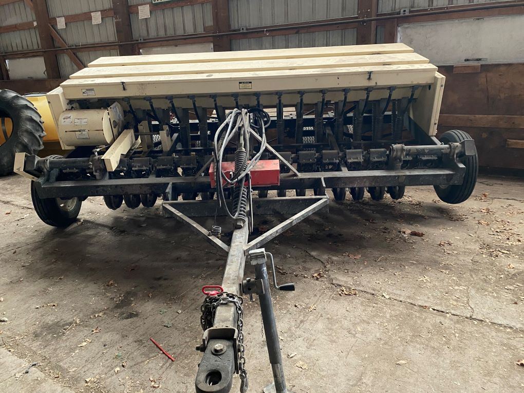 No-till drill sitting on concrete floor